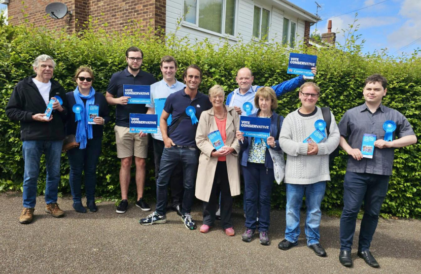 Alex Clarkson out campaigning with activists in Datchworth 