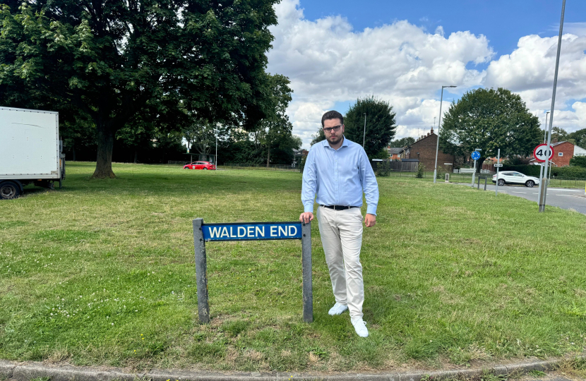 Harry Curtis in Bedwell, by the Walden End road sign