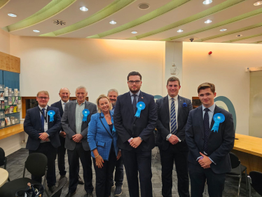 Harry Curtis with Conservative activists at the by-election count